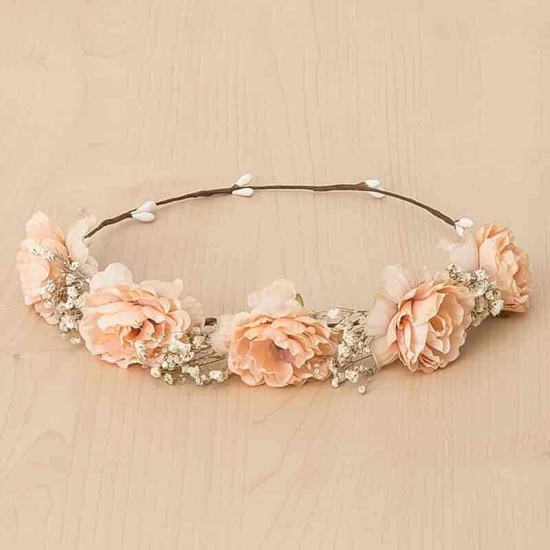 Couronne de fleurs - 5 Roses - saumon