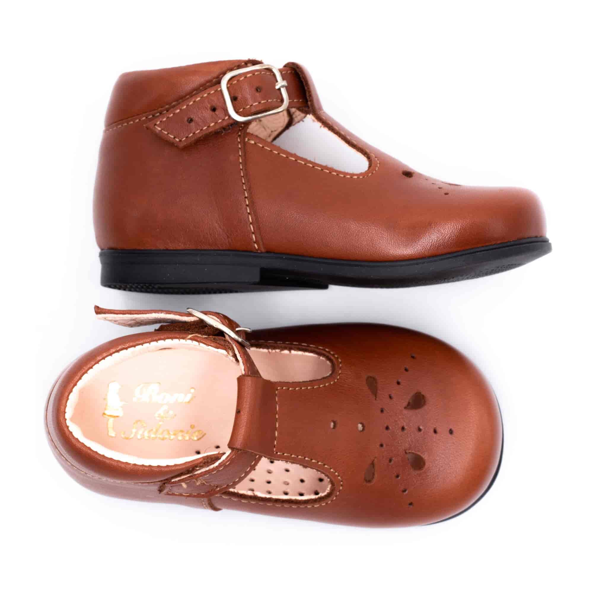 Leather Buckle First Walking Shoes, Boni Carol